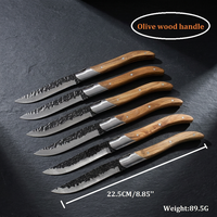 Nouvelle collection de couteaux à steak Laguiole en acier inoxydable, lame martelée, manche en bois d'olivier
