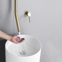 Style européen laiton colonne verticale bassin plafond suspendu goutte d'eau robinet froid et chaud plafond suspendu tuyau BF453