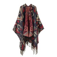 Écharpe jacquard multi-formes à motifs graphiques, cape ouverte, châle, poncho doux en acrylique pour femme, motif zigzag triangulaire, enveloppe de voyage tendance