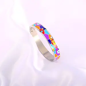 Braccialetto popolare di nuovo Design braccialetto di forma ovale smalto argento braccialetto personalizzato in acciaio inossidabile per le donne