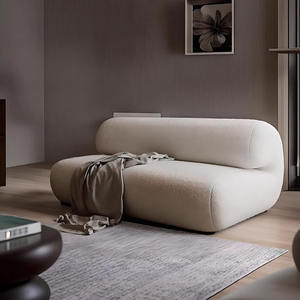 Canapé droit ovale en tissu floqué rembourré avec rembourrage en mousse pour salon - Product Image 1