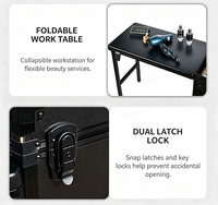 Table de manucure roulante, étui de maquillage pliable, bureau à ongles avec 4 tiroirs, étui de cosmétologie sur roulettes