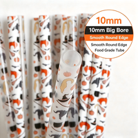 Pailles en plastique écologiques réutilisables en PP, certifiées, imprimées pour Halloween, à grand diamètre de 10 mm (12 pouces), pour gobelets de 40 oz et usage festif