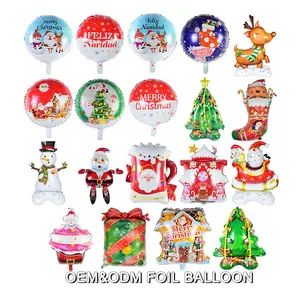 Support de ballons pour père noël, décoration de fête, support 3D, ballons joyeux noël, gonflador de globos, ballons volants en aluminium, vente en gros