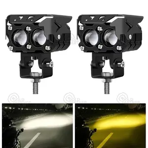Motorfiets Led Spotlights Elektrisch Voertuig Bicolor Lens Externe Werklampen Hoge En Dimlicht Led Verlichting