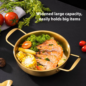 Marmite peu profonde en acier inoxydable de style coréen <span class=keywords><strong>pour</strong></span> soupes de fruits de mer, ramen, petits hot pots, nouilles instantanées et homards - Product Image 3