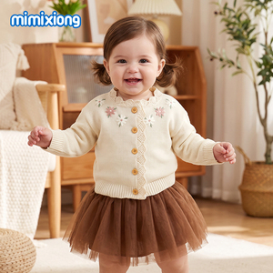 Suéter de Punto Mimixiong 2024 <span class=keywords><strong>para</strong></span> Recién Nacidos, Bordado con un Hermoso Patrón de Flores, Chaqueta Tipo Cárdigan de Boutique - Product Image 4