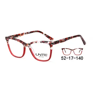 Latest model wholesale custom fashionable acetate lamination eyeglasses frames for women