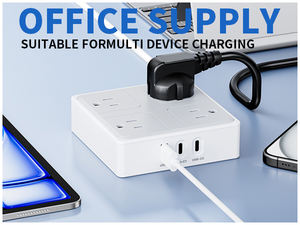 Enchufe de Piso con Protector de Sobretensión de 17W y 1250W, 4 Tomas de CA, 2 USB-C, 1 USB-A, con Logotipo Personalizado OEM, para Cruceros, Blanco y Negro - Product Image 4