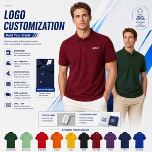 Camisas de Golf para Hombre, 100% Algodón, Tejidas, con Botones, Manga Corta, Color Sólido, Transpirables, Antiarrugas, 200g, Logotipo Personalizado OEM - Product Image 1