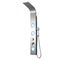 Système de douche mural de luxe avec panneau numérique, cascade, en acier inoxydable, avec affichage LED et cartouche céramique