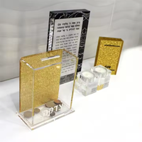 148x112x87mm Perspex Donation Box Marbre Acrylique Tzedaka Boxes Lucite Charity Box Avec Glitter Back