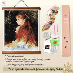 Kit de peinture diamant encadrée DIY pour fille, portrait style classique, avec diamants ronds, art imprimé, artisanat - Product Image 4