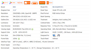 18010-15656300หน้า<span class=keywords><strong>จอ</strong></span> LED สำหรับ <span class=keywords><strong>Asus</strong></span> GA503RM-G15.R93060 NE156QHM-NY1 <span class=keywords><strong>15.6</strong></span> "QHD 2560x1440 165Hz - Product Image 3