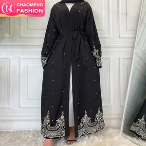 1684# Black Abaya Dubai Beads Diamond Crown Embroidered Abayas Muslim Women Collection