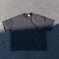 T-shirts en coton épais 100% pour hommes, coupe oversize, avec strass, vierges, style streetwear, personnalisables avec logo, coupe carrée et courte