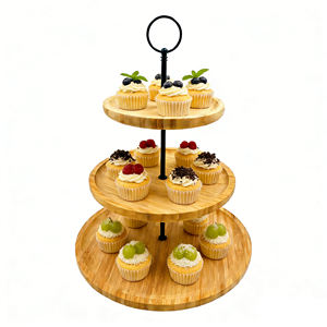 Soporte Redondo de Madera <span class=keywords><strong>para</strong></span> Pasteles, Cupcakes y <span class=keywords><strong>Postres</strong></span>, Bandeja de Servicio <span class=keywords><strong>para</strong></span> Galletas, Bocadillos, Pasteles de Boda, Fiestas de Té y Buffets - Product Image 1