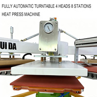 Presse à chaud automatique à 4 têtes et 8 stations personnalisée pour t-shirts