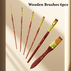 En gros <span class=keywords><strong>Meilleur</strong></span> 6 Pcs Peinture Art Pinceaux Manche En Bois Plat Rond Artiste Brosse Ensemble <span class=keywords><strong>Pour</strong></span> Acrylique <span class=keywords><strong>Aquarelle</strong></span> Huile Artiste Peinture - Product Image 2