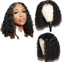 Perruque Bob Deep Wave en Cheveux Humains, Fermeture en Dentelle 4x4, Sans Colle, Pré-coupée, Prête à Porter, Perruque Bob Bouclée Pré-épilée pour Femmes Noires, Vente en Gros