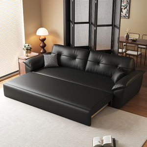 Deposito e divano letto a due posti divano letto pieghevole in pelle Napa a doppio uso per appartamento e Villa soggiorno nero - Product Image 3