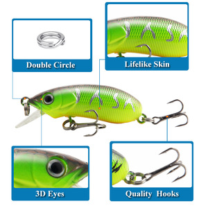 Señuelo de pesca Xy 358 Minnow de 53 mm y 7.8 g, de hundimiento lento, para pesca de lubina en agua dulce, cebo de aguas medias, colorido, para pez mandarín - Product Image 4