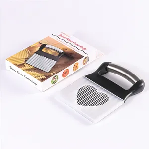 Stainless Steel Handle French Fry Cutter Vegetable Potato Chip Onion Slicer Wavy Crinkle Cutter With Wave Shape Knife
