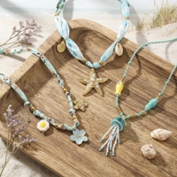 Sea Star Bohemian Vacation Beach Damesmodeketting van roestvrij staal, geschikt voor cadeau geven, feesten, dagelijkse vakantie