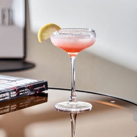 Verres à cocktail, margarita, martini, champagne, à pied haut, côtelés, rayés, soufflés à la main, pour fêtes, bars, mariages et couples