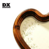 Bingkai Foto Kayu Vintage DX Designs Motif Hati Kecil Dekorasi Bunga Bingkai Gambar Hiasan Meja untuk Hadiah Pernikahan Hari Valentine