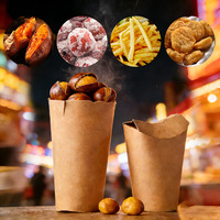 Gobelets en papier kraft jetables, personnalisés, imperméables et résistants à l'huile, pour frites, adaptés à l'emballage de plats à emporter