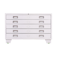 Grande commode de rangement en acier inoxydable, meuble à tiroirs plats, design d'architecture, carte, rangement