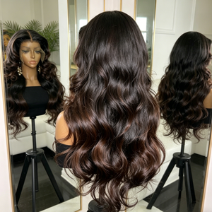 <span class=keywords><strong>Parrucca</strong></span> Frontale in Pizzo HD 13*6 Ombre Marrone con Onde Morbide, Densità 250%, 100% Capelli Umani, Senza Colla, per Donne Nere - Product Image 5