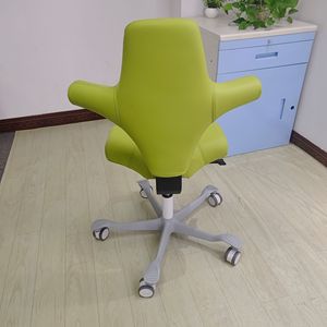 Ke Ming Ergonomic Office Chair Fluorescent Yellow Leather Swivel Height Adjustable With Integrated Armrest And <b>Backrest</b> Design - Product Image 4