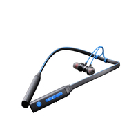 Earphone Stereo Bass Nirkabel dengan Klip Kabel yang Dapat Disesuaikan, Headset Neckband BT, Earphone Boat