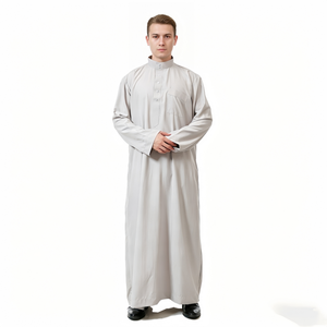 Abaya Thobe de Alta Calidad para Hombres Musulmanes, Transpirable, Ligera, con Cuello Alto, Vestido de Oración de Manga Larga - Product Image 1