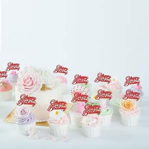 Adornos para Cupcakes de Cumpleaños, Decoraciones para Pasteles con Purpurina Roja para Celebrar Cumpleaños - Product Image 4