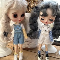 Petits shorts en tissu Blythe, vêtements pour poupées Azone, haut décontracté modèle 004 OB22, bas rayé polyvalent OB24, sous-vêtements pour 14 ans et plus