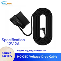 Adaptateur d'alimentation OBD 12V 2A pour électronique automobile, câble OBD2 vers USB intégré de 3,2 m à 16 broches, kit de câblage direct pour caméra embarquée OBD
