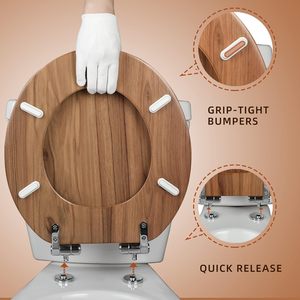 Siège de toilette rond en bois moulé avec charnières à fermeture silencieuse et à dégagement rapide, facile à installer et à nettoyer par <span class=keywords><strong>Angol</strong></span> Shiold - Product Image 4