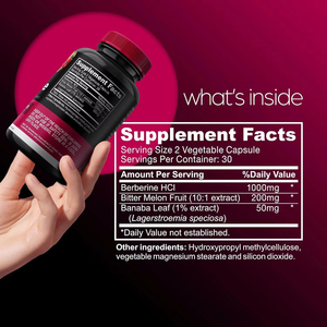 OEM özel etiket doğal takviyesi 1000mg Berberine <span class=keywords><strong>Hcl</strong></span> kapsüller acı kavun Berberine <span class=keywords><strong>Hcl</strong></span> + bitkisel özler - Product Image 2