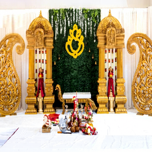 Boda del Sur Dhoti Ceremonia Escenario Decoración Boda Tilak Ceremonia Escenario Decoración Escenario tradicional para la función de medio Sari - Product Image 1