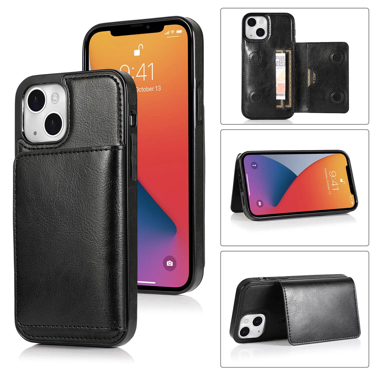 Case Lederen Gek Paard Patroon Gesp Kaarthouder Voor Iphone 14 13 Pro Max 12Mini 12pro Flip Lederen Portemonnee Duurzaam Telefoonhoesje