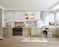 Meubles de cuisine modulaires Lesso Home en stratifié personnalisé, haute brillance, écologiques, ignifuges, taille personnalisable, avec quincaillerie moderne, évier en marbre et verre