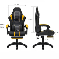 Chaise de jeu ergonomique pliable avec lumières LED RGB, haut-parleurs Bluetooth, repose-pieds réglable en hauteur pour la maison et le bureau