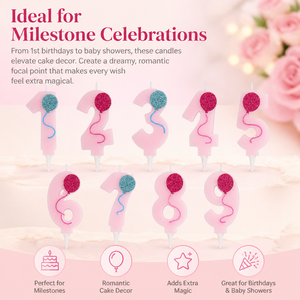 Candeline a Forma di Numero con Glitter Rosa Pastello 0-9, Decorazione per Torte di Compleanno per Bambine, Ideali per Baby Shower e Feste di Primo Compleanno - Product Image 4