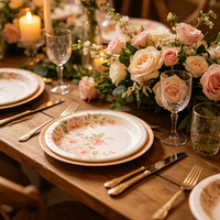 Assiettes en papier à motifs floraux en gros pour mariages dans les jardins, fêtes prénuptiales et goûters