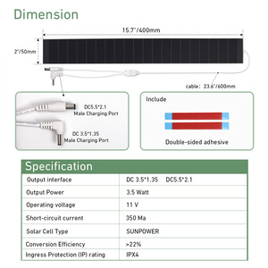 3.5W Solar Panel Charger for Rechargeable Lithium Battery <strong>Curtains</strong> Motorized Roller Shade Blinds <strong>Tubular</strong> <strong>Motor</strong> - Product Image 5