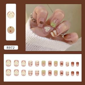Uñas postizas cuadradas con diseño de rodajas de <span class=keywords><strong>naranja</strong></span> pintadas a mano, estilo fresco de verano, para minoristas de playa - Product Image 5
