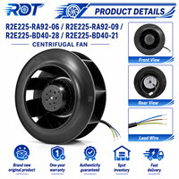 Ventilador Centrífugo AC R2E225-BD40-21, 115VAC, 225mm, 1300CFM, Aspas Curvadas Hacia Atrás, Sistema Inverter, Repuesto para Ventilación